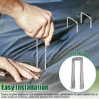 100/10pcs U-shaped Garden Stakes Heavy-duty Galvanized Steel Fence Tubing Staples Landscape Spikes for Lawns Barrier Ground Nail
