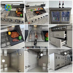Customized Modern Stainless Steel Outdoor Kitchen Set with 7-Burner Gas Grill Side Burner and Fridge Cabinet for Backyard Patio