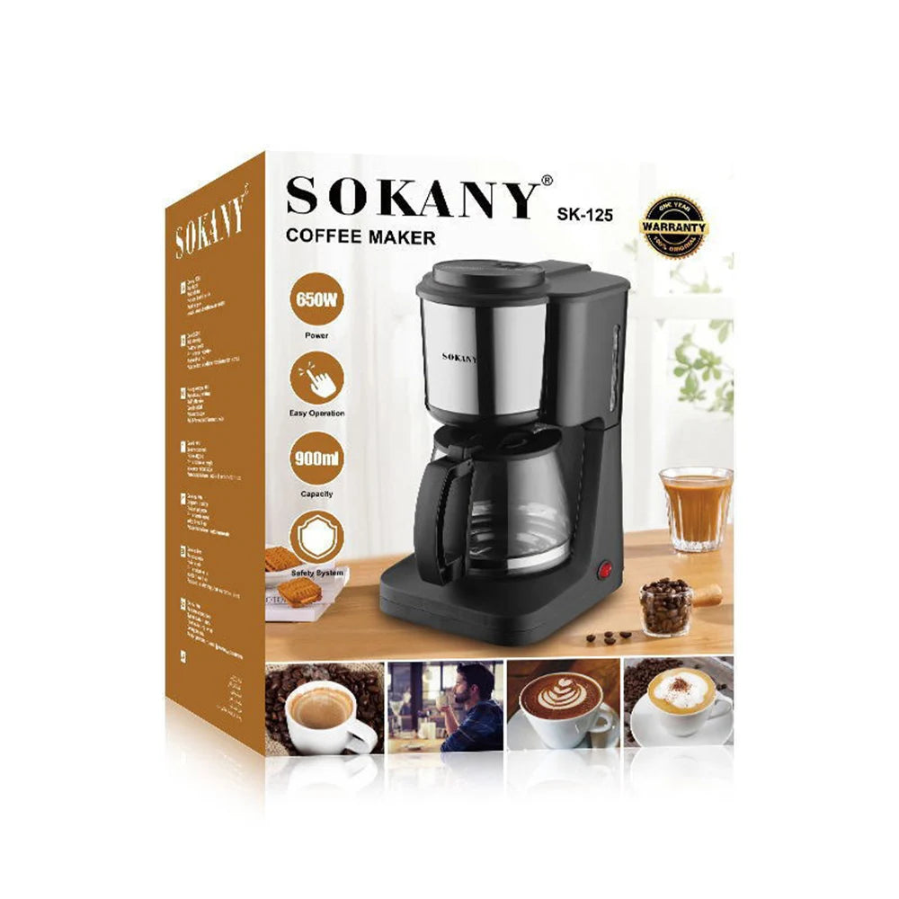SK125 Drip Coffee Maker, Anti-Drip Pot, 900ML Quick Heating, Easy To Operate, Thermostatic Base, Household Tea