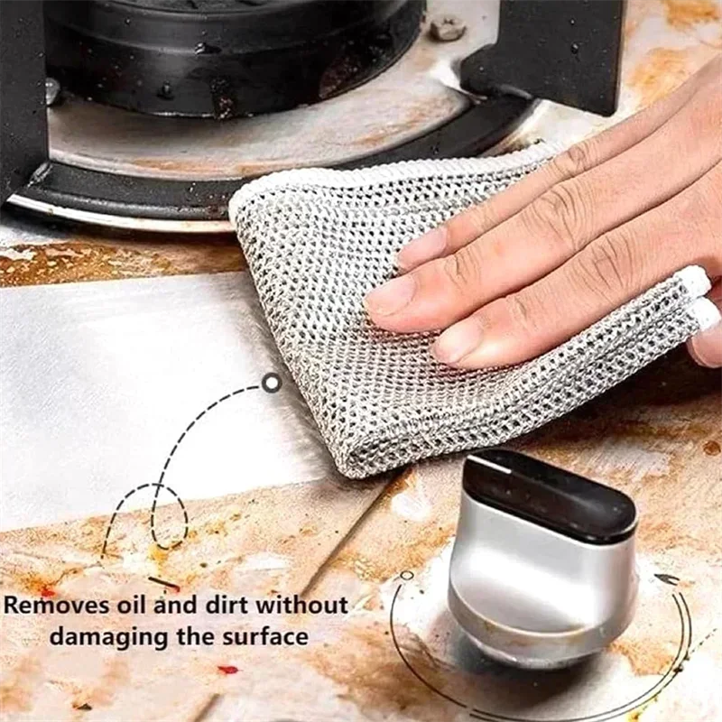 10-100pcs Steel Wire Rags Cloth Home Kitchen Pot Pan Dishwashing Double-sided Dishcloth Cleaning Cloths Scrubber Towel Wholesale