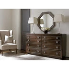 High End Traditional American Style Bed Room Furniture Set Modern Oak Wood 8 Drawers Dresser with Mirror