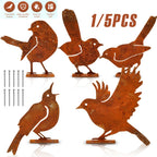 1/5Pcs Rusty Metal Birds Rusty Running Squirrel Decor Metal Art Set Outdoor Garden Animal Silhouette Creative Wrought Iron Decor