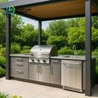 Outdoor Kitchen BBQ Island Patio Stainless Steel Grill Countertop Cooking Station Gas Charcoal Garden Unit