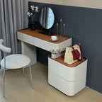 ls 42Italian minimalist solid wood saddle leather retractable dresser makeup table