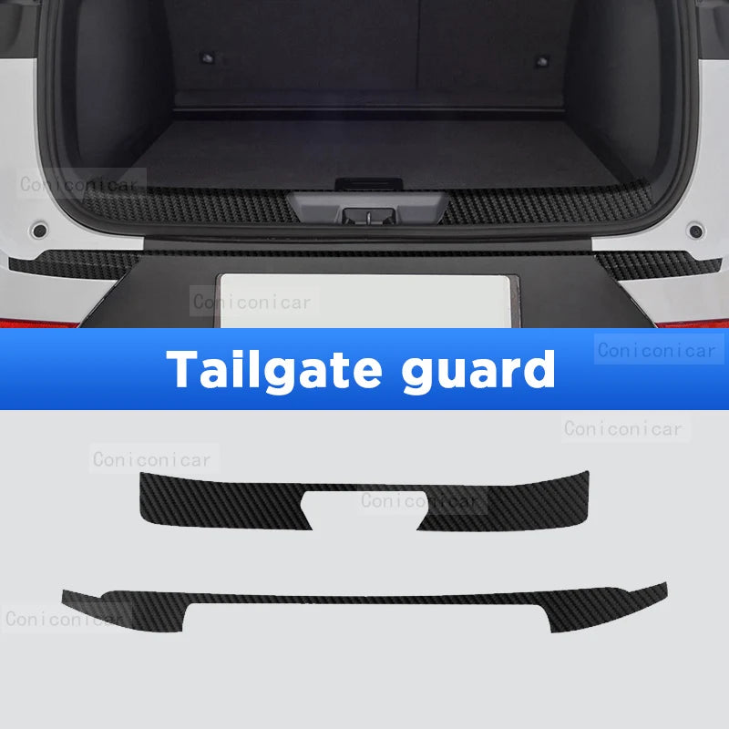For BYD Song Plus EV DM 2022-2024 Auto Tailgate Guard Door Sill Pedal Carbon Fibre Texture Accessories Leather PU Car Sticker