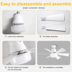 Screw in Ceiling Fan in Light Socket with Remote Ceiling Fan with Light 3 Speeds Dimmable for Bedroom Kitchen Living Room