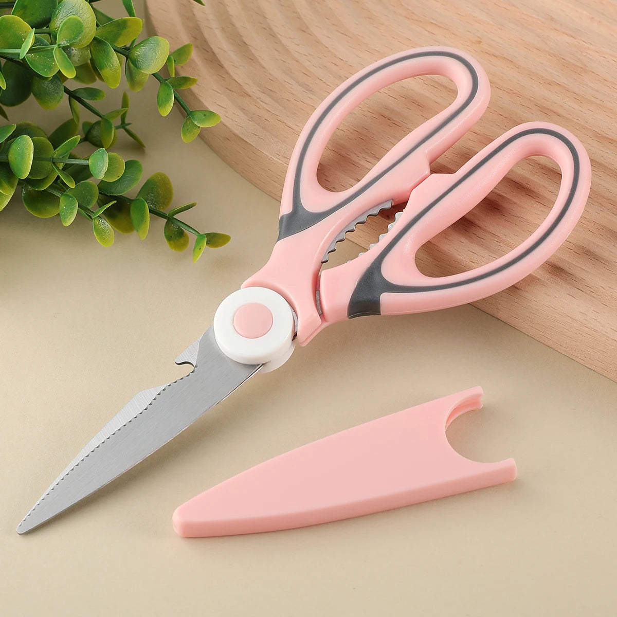 Kitchen Food Scissors Stainless Steel With Lid Chicken Fish Cut Vegetables Roast Broiler Bone Can Be Opened To Clip Walnuts Tool