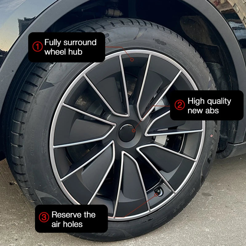 4PCS Hub Cap for Tesla Model Y 19 Inch New Wheel Caps Performance Automobile ReplaceHubcap Full Rim Cover Car Accessories 2024