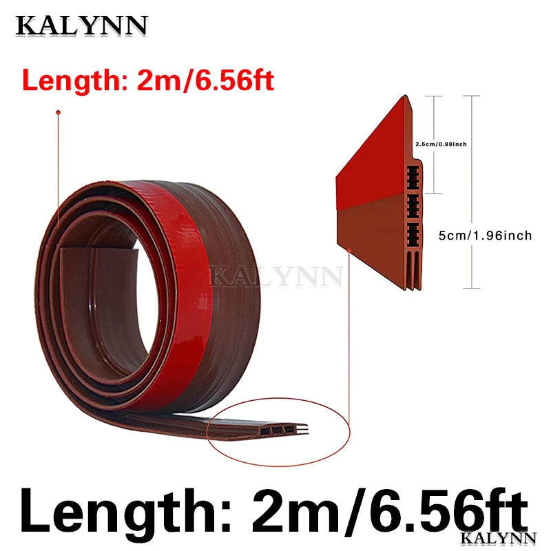 2 Meters Long Rubber Door Bottom Weatherstripping,6.56 Feet Door Draft Stopper,Under Door Sweep for Exterior & Interior Doors ﻿