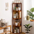 Bamboo Kitchen Corner Spice Rack Tiered Condiment Organizer Multi-Function Countertop Storage Shelf for Seasoning Jars