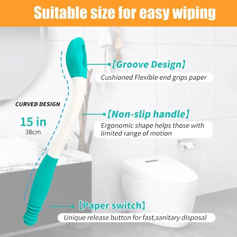 Long Reach Personal Wiping Aid Sturdy Comfort Butt Wiper Tools Flexible Daily Living Toilet Tissue Aids Streamlined Personal