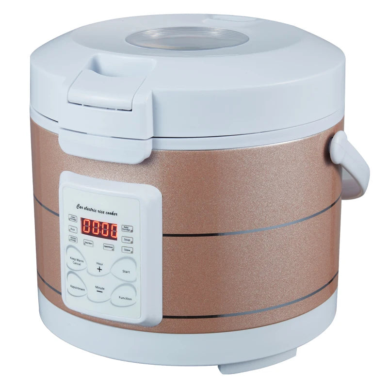 12V 24V 220V Mini Rice Cooker Car Truck Soup Porridge  Food Steamer Heating Lunch Box Meal Heater Warmer 3L for Camping