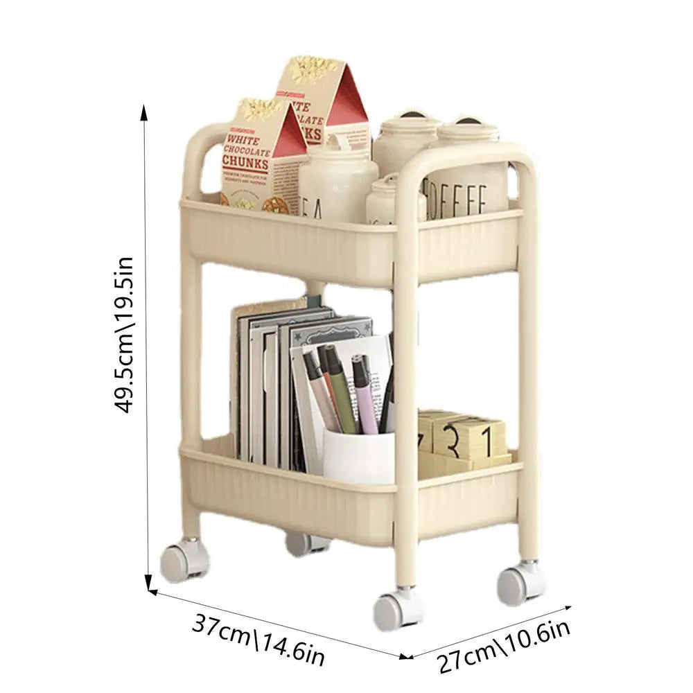 Rolling wheel Kitchen Cart Waterproof 2 Tier Anti-Slip Cart Shelf for Skin Care Products Sauce Bottles Small Storage Trolley