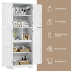Bathroom wardrobe White, Bathroom wardrobe with 4 Doors and 6 Compartments, High wardrobe Kitchen wardrobe for bathroom, living room, Dining Room, B