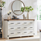 Farmhouse  Dresser, Wood Large Chest, Rustic Closet Dresser for Bedroom or Living Room, Antique White Color
