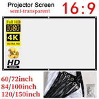 16:9 Ratio Hight-density Portable Projection Screen 1080P 3d 4K HD Projector Movie 60-150 Inchs for Home Office (Translucent)