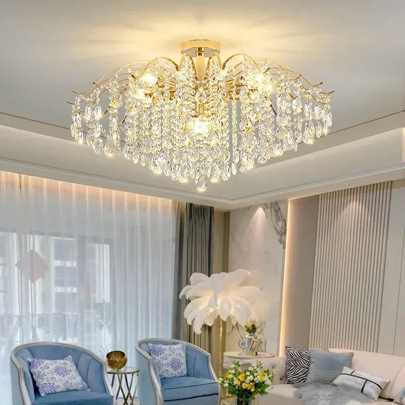 Modern Crystal LED Lights Chandelier For Living Room Decor Bedroom Ceiling Lamp Hanging Light Fixture Home Decoration Luxury