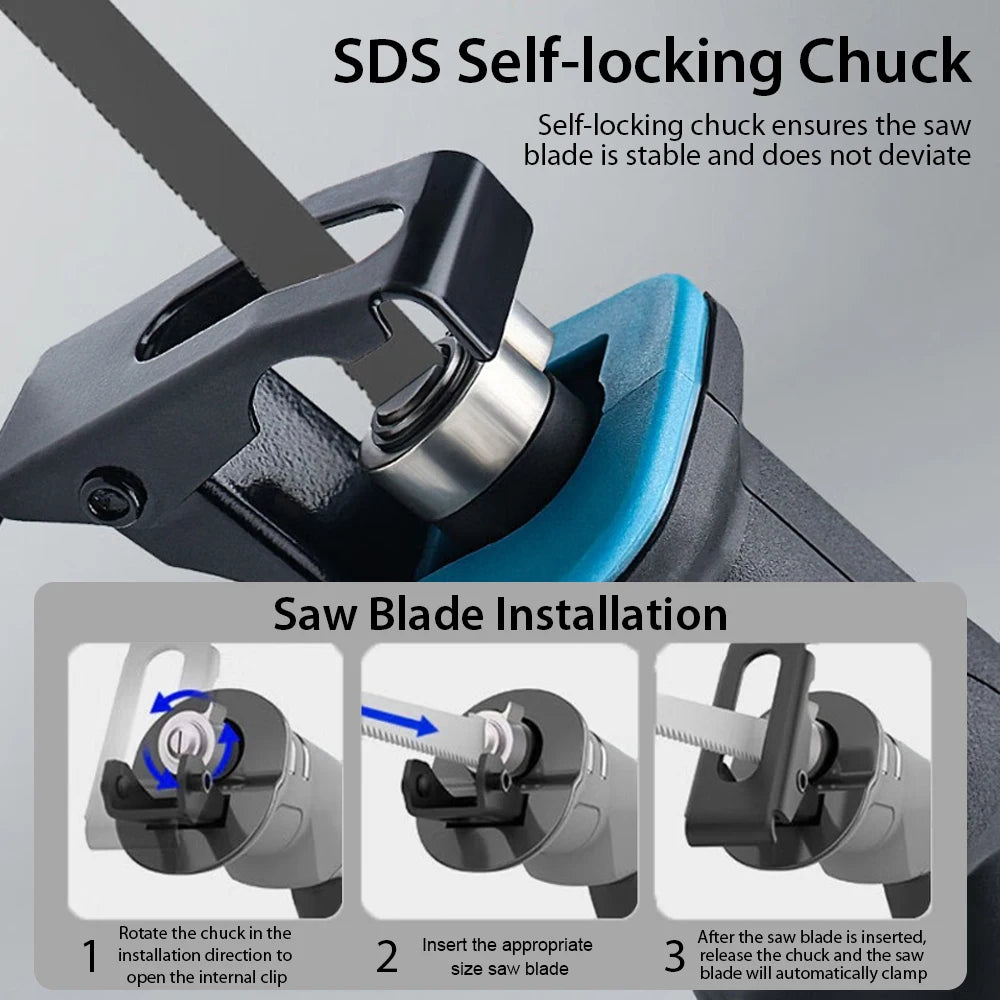 Cordless Reciprocating Saw with 4 Blades for Makita 18V Brushless Motor Saw Wooden Metal Cutting Handheld Wireless Reciprocating