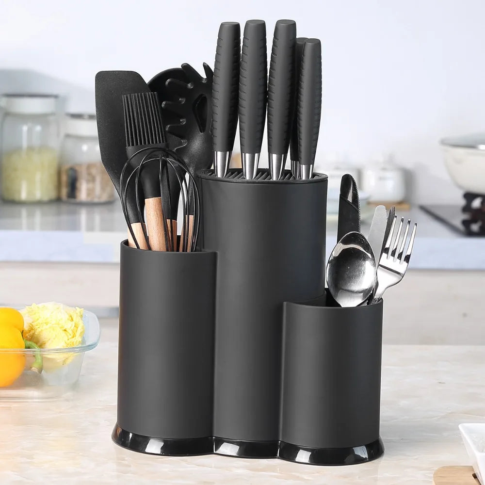 Kitchen Organizer Rack Universal Knives Holder Plastic 2/3 Grid Kitchenware Drain Rack Black/White Flatware Storage Box Fork