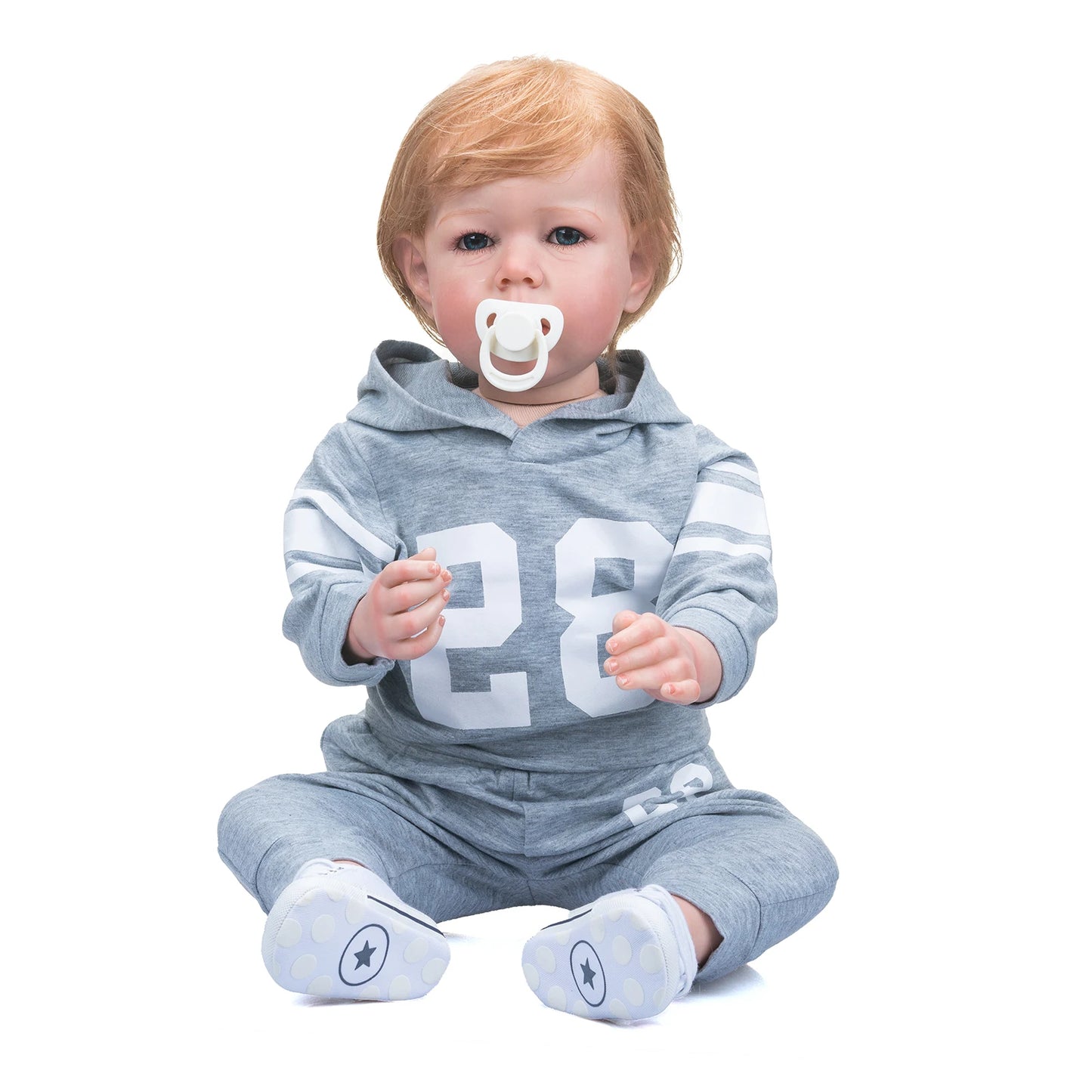 NPK 75CM Huge Size Reborn Toddler Baby Boy Liam Real Picture Hand Paint Doll with 3D Skin Visible Veins Lifelike 12 Month Doll