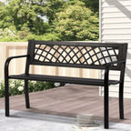 Outdoor Metal Patio Bench Porch Park Bench Cast Iron Sturdy Steel Garden Bench