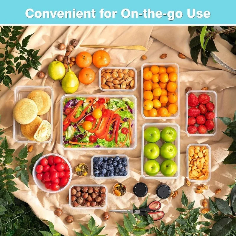 8Pcs Set Includes 4 Clear Containers and 4 Snap Lids Airtight Food Storage Box Kitchen Fridge Organizer for Baking Camping