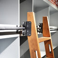 DIYHD 300cm Black Sliding Library Ladder Hardware Rolling Full Set Track Kit(No Ladder), Floor Roller with Brake