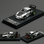 SW 1:64 RWB 993 Matte Silver Cyberpunk Diecast Diorama Car Model Collection Toy