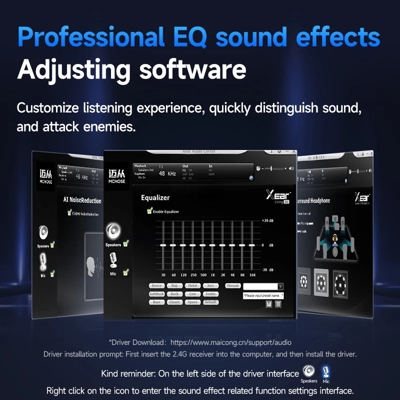 MCHOSE V9 PRO 7.1 Headphones Tri-Mode BT Wireless Low-Latency Gaming E-Sports Headset With Noise Reduction Mic For PC PS4 PS5