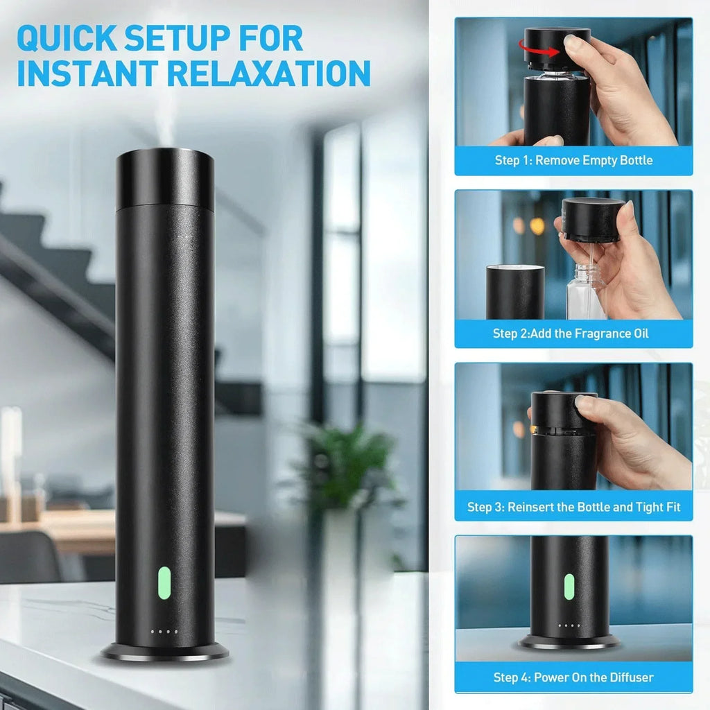 Waterless Essential Oil Diffuser with Remote Aluminium Alloy Scent Air