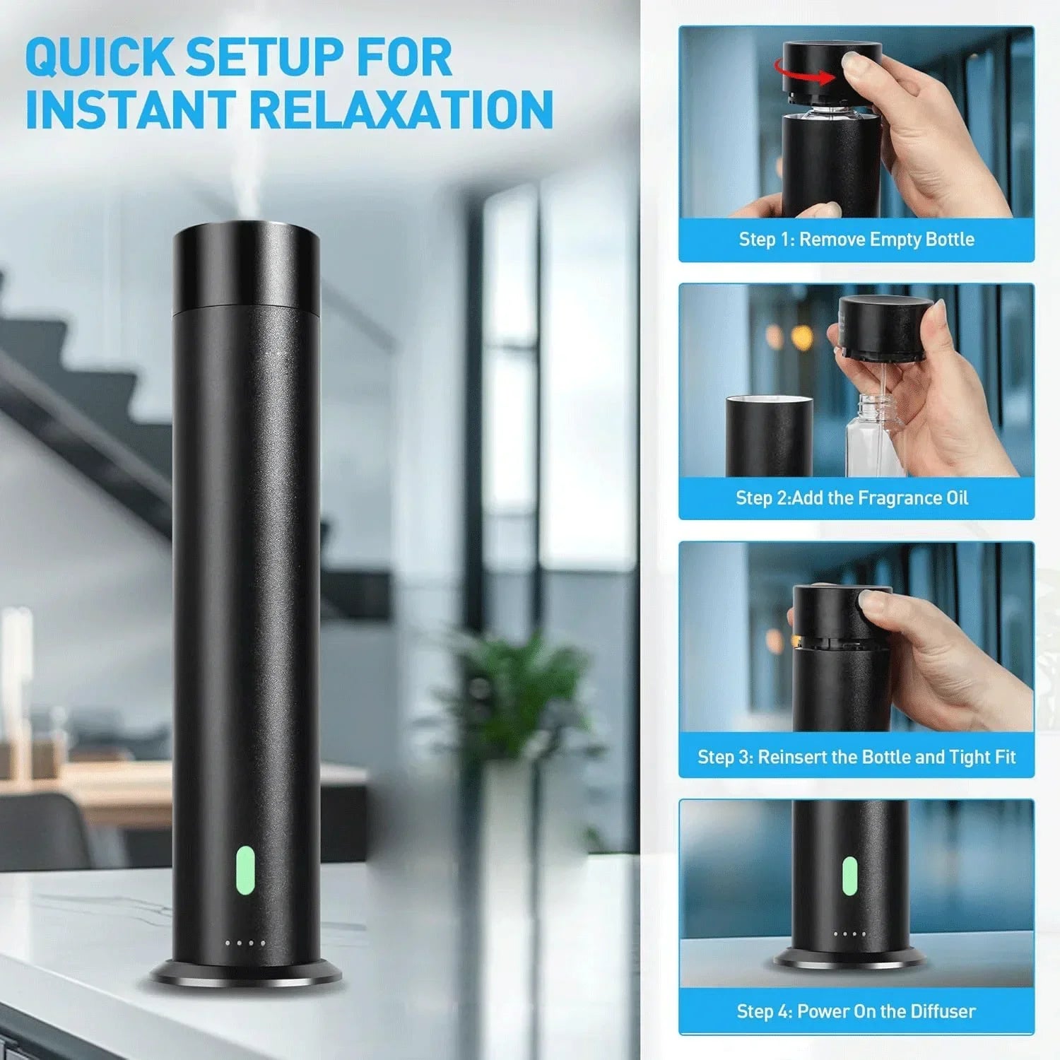 Waterless Essential Oil Diffuser with Remote Aluminium Alloy Scent Air