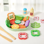 Wooden Kitchen Pretend Play Toy Simulation Wood Food Vegetable Salad Early Learning Chef Simulation Cooking Educational Toys