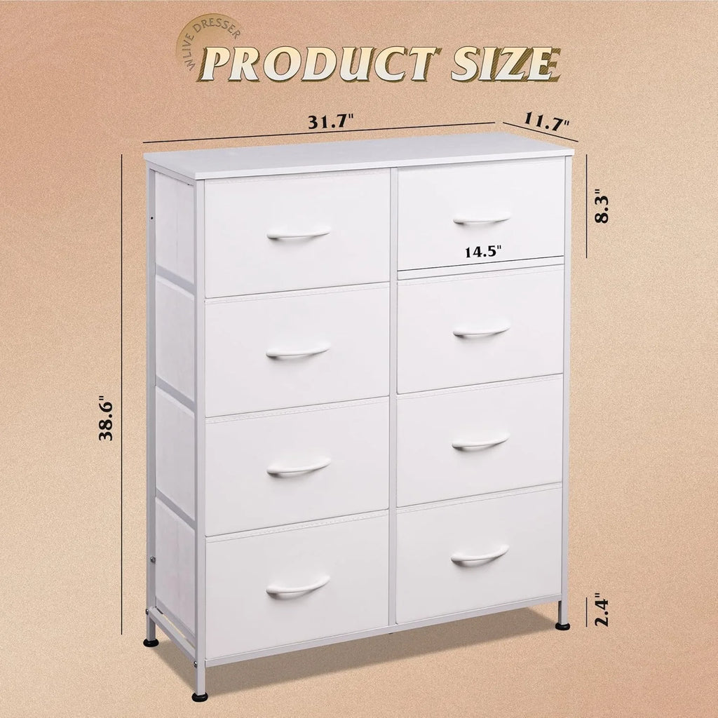 Tall Fabric Dresser with 8 Drawers – Double Storage Tower for Bedroom