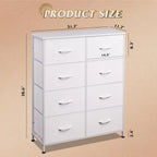 Tall Fabric Dresser with 8 Drawers – Double Storage Tower for Bedroom