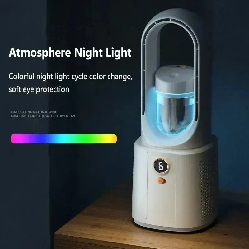 2025 New Bladeless Fan Leafless Spray Fan Usb Mute Desktop Bedroom Nig