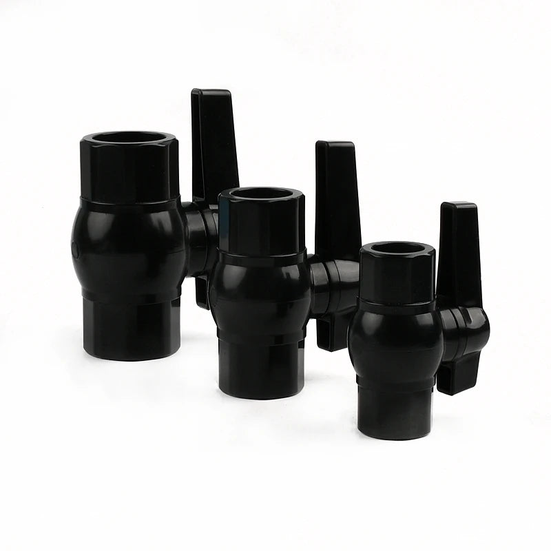 20-63mm Black PVC Pipe Connectors Ball valve Three-way Direct Garden Water Aquarium Fish Tank Drainage Tube Fittings Accessories