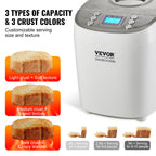 SucceBuy 2/3 LB Bread Maker 15-in-1 Dough Machine Nonstick Ceramic Pan Automatic Bread maker with Gluten Free Setting