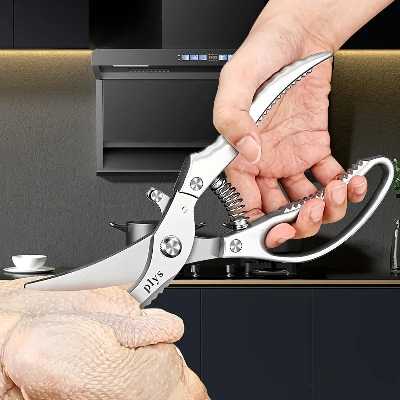 Kitchen Scissors Stainless Steel Chicken Bone Shears Duck Fish Seafood Cleaning Cook Tool, Multi-Purpose Kitchen Scissors