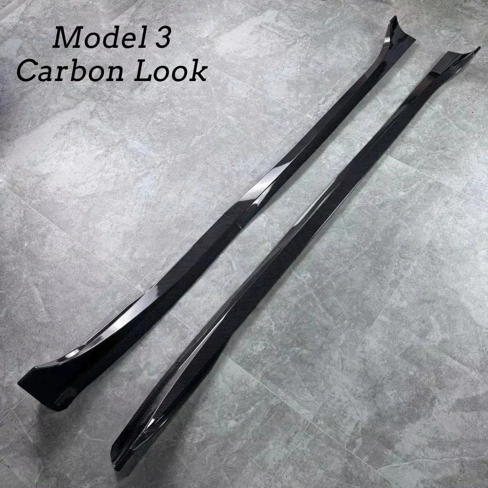 4pcs Side Skirts Spoiler Body Kits For Tesla Model Y 3 Highland Guard Extension Rocker Panels 2017-2024 Splitters Accessories