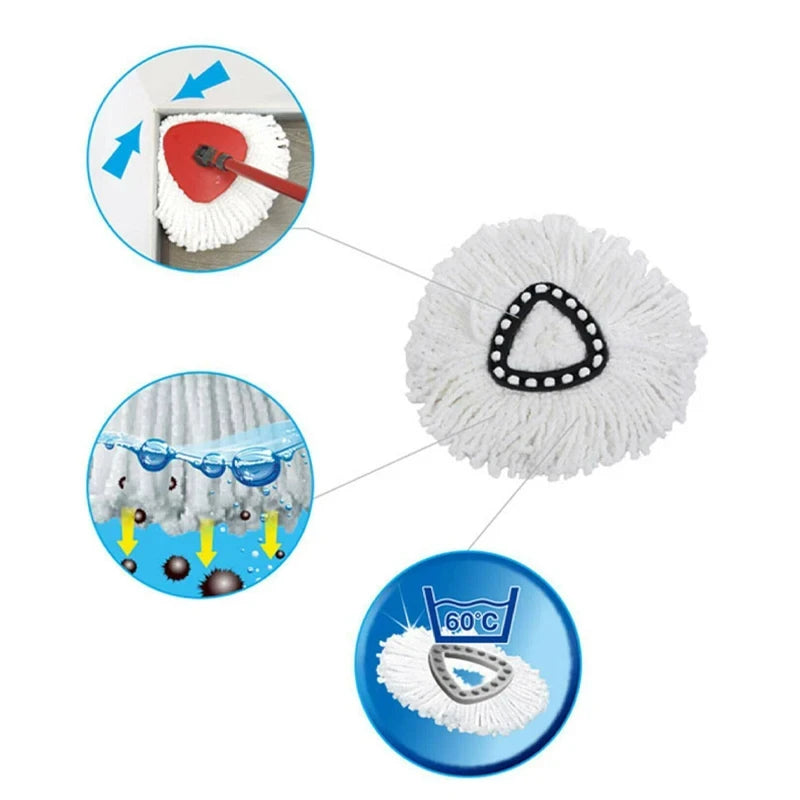 360 Rotating Mop Head for Vileda Wring Mopping Replacement Clean Microfibre Mop Refill Head Household Cleaning Tools Accessories