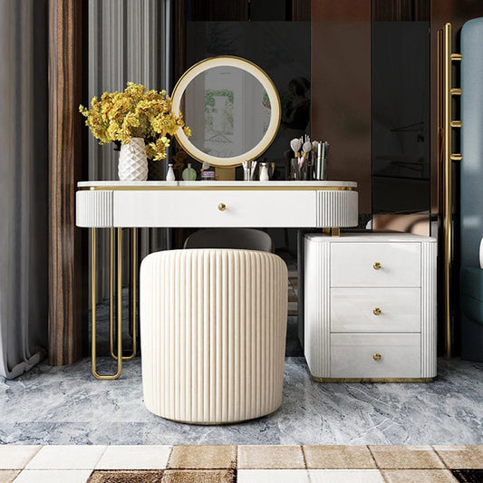 White Bed Room Furniture Makeup Vanity Table Set Dressing Table With Mirror And Drawers