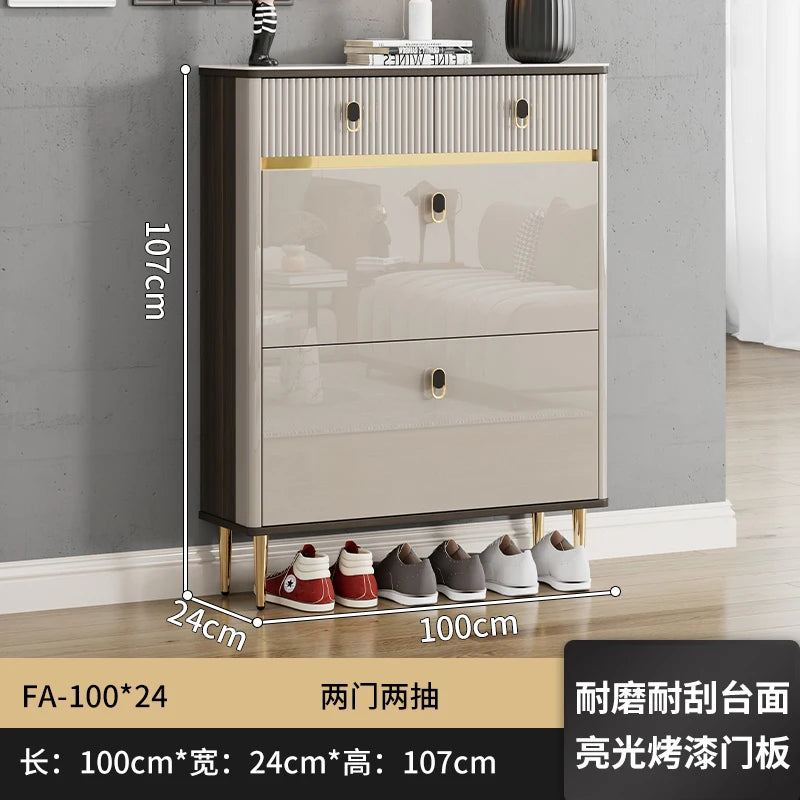 White Drawers Shelf Shoe Rack 3 Layers Narrow Save Space Shoe Cabinet Vertical Entrance Hall Meuble A Chaussures Home Furnitures