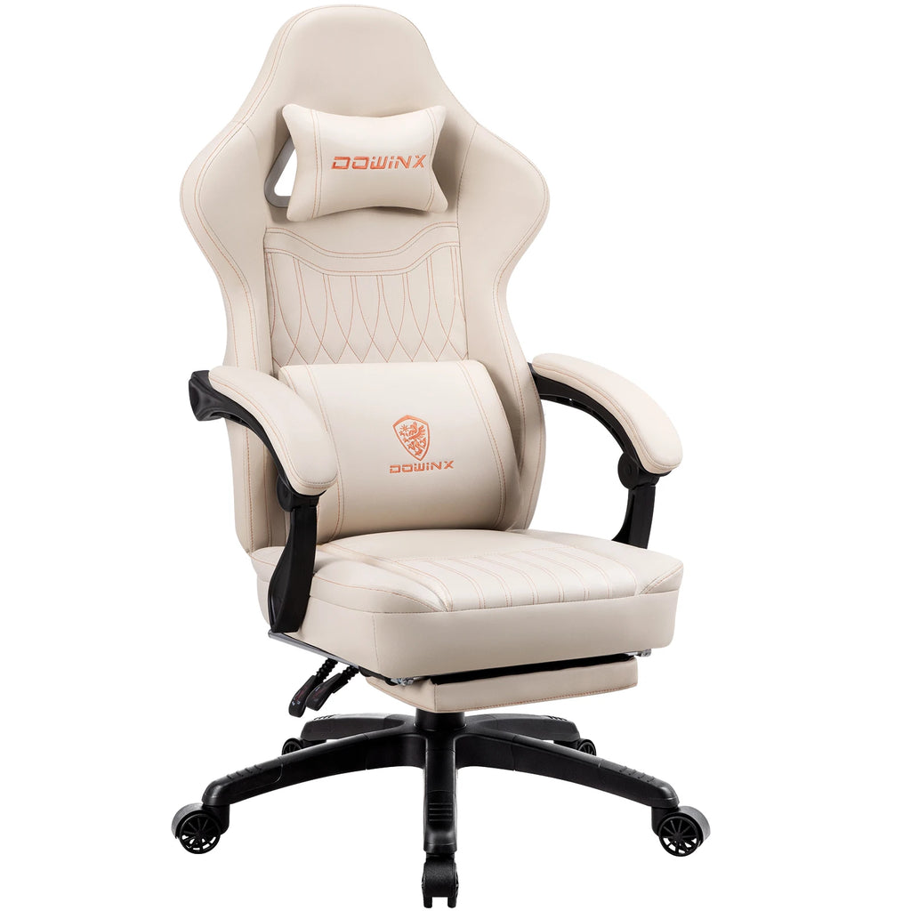 Dowinx Gaming Chair Breathable PU Leather Gamer Chair with Pocket Spring Cushion, Ergonomic Computer Chair with Lumbar Support