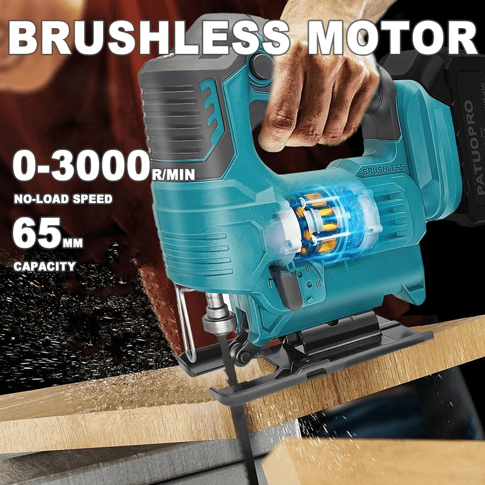 Cordless Electric Jig Saw Portable Jigsaw Multi-Function Woodworking Tools fit Makita 18V Battery(No Battery)