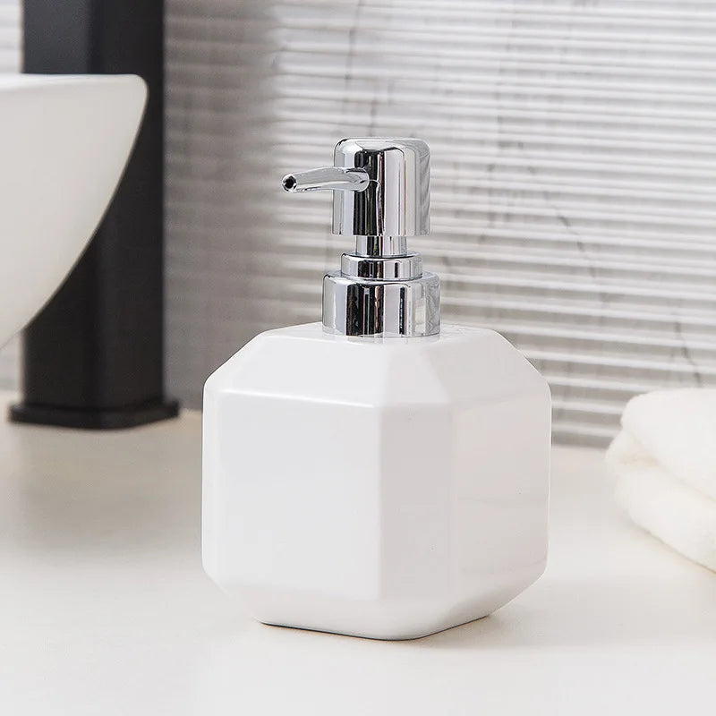 360ML Ceramic Hand Sanitizer Bottle Square Black & White Soap Liquid Container Home Shampoo Shower Gel Dividing Bottle Bathroom