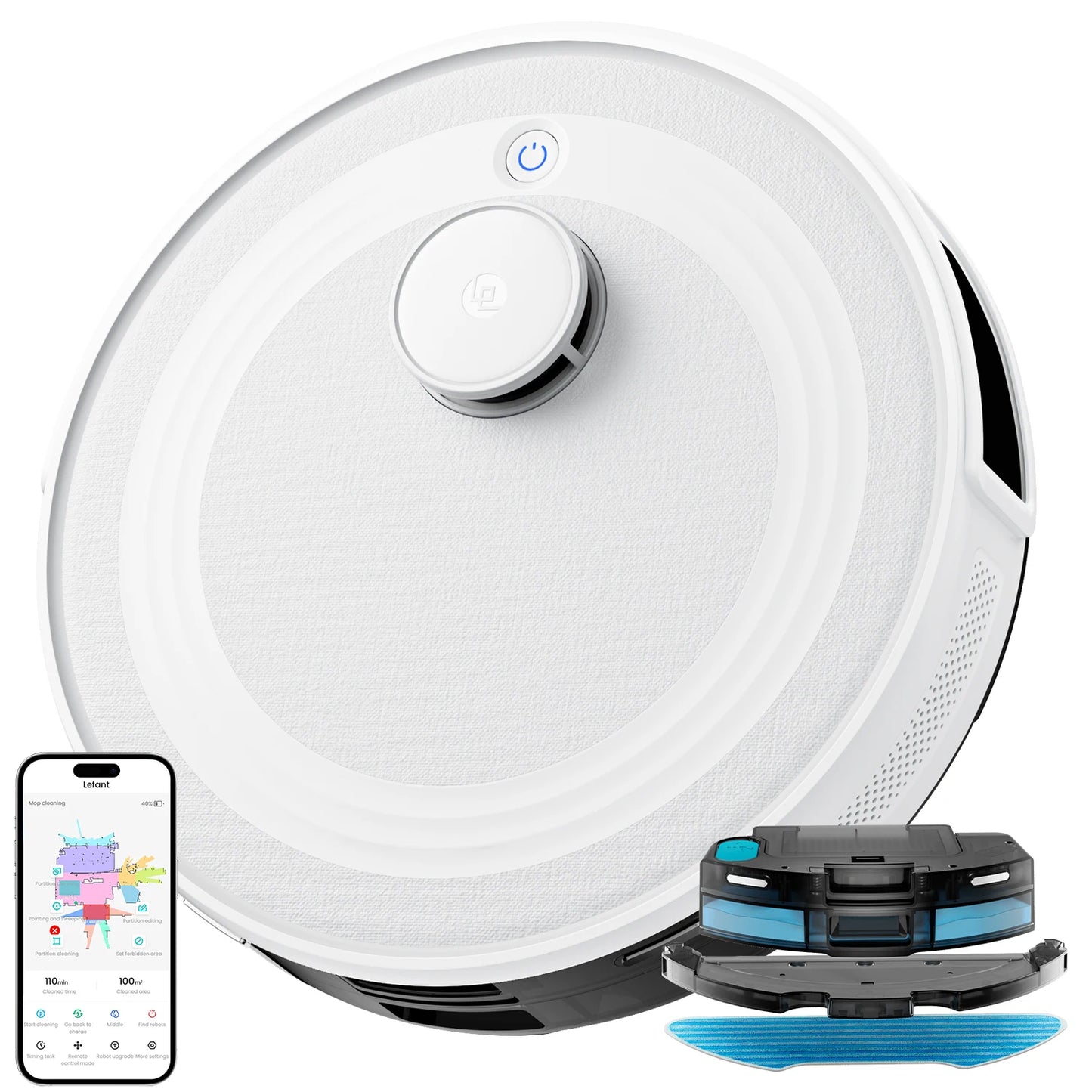 LEFANT M2 Robot Vacuum Cleaner, Laser Navigation dToF, 6000Pa, Anti-Tangle, Selected Area Cleaning, Ideal for Pet Hair, Carpets