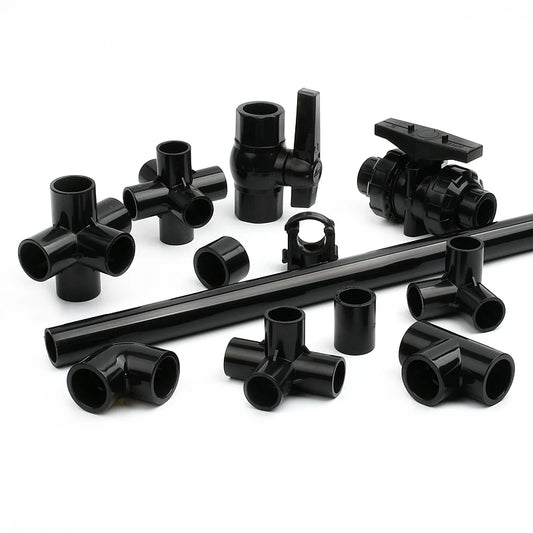 20-63mm Black PVC Pipe Connectors Ball valve Three-way Direct Garden Water Aquarium Fish Tank Drainage Tube Fittings Accessories