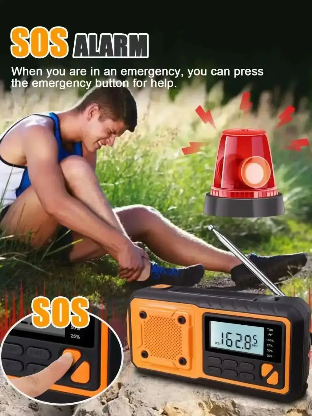 Multifunction Emergency Crank charging power station Radio FM/AM/SW/ Portable Radio with power bank, camping torch,reading lamp