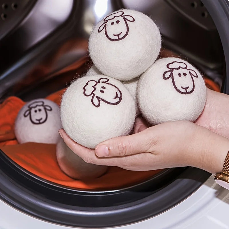 1-6pcs Reusable Wool Laundry Dryer Ball Fabric Softener Alternative for Washing Machine Wrinkle Reducer Cleaning Supplies Gadget