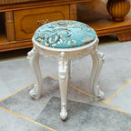 European Fabric Pouf,Modern Round Tea Table Stool, High-Quality Manicure Seat, Living Room Sofa Side Ottoman, Versatile Seating.